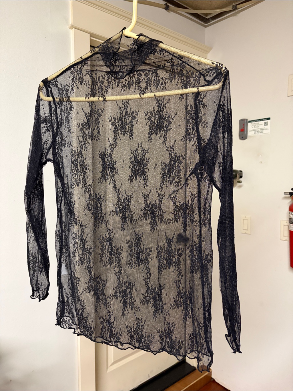Sheer Black Lace Long Sleeve Top New With A Tag